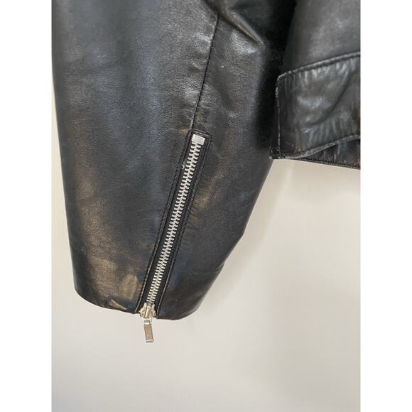VTG 70s Excelled Black Leather Motorcycle Moto Biker Jacket Punk Rocker Women M - Picture 12 of 16
